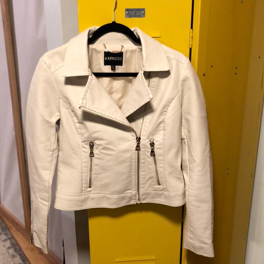 Express White Leather Jacket